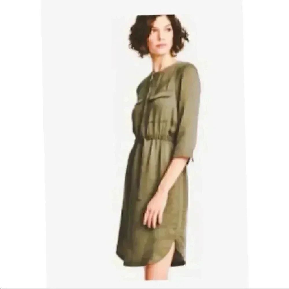 H&M Olive Lined Long Sleeves Utility Womens Dress with Tie Waist
Size: 6